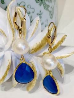 Monday Must-Have: Gorgeous & New Handmade Designer Teramasu Pearl Blue Crystal Earrings