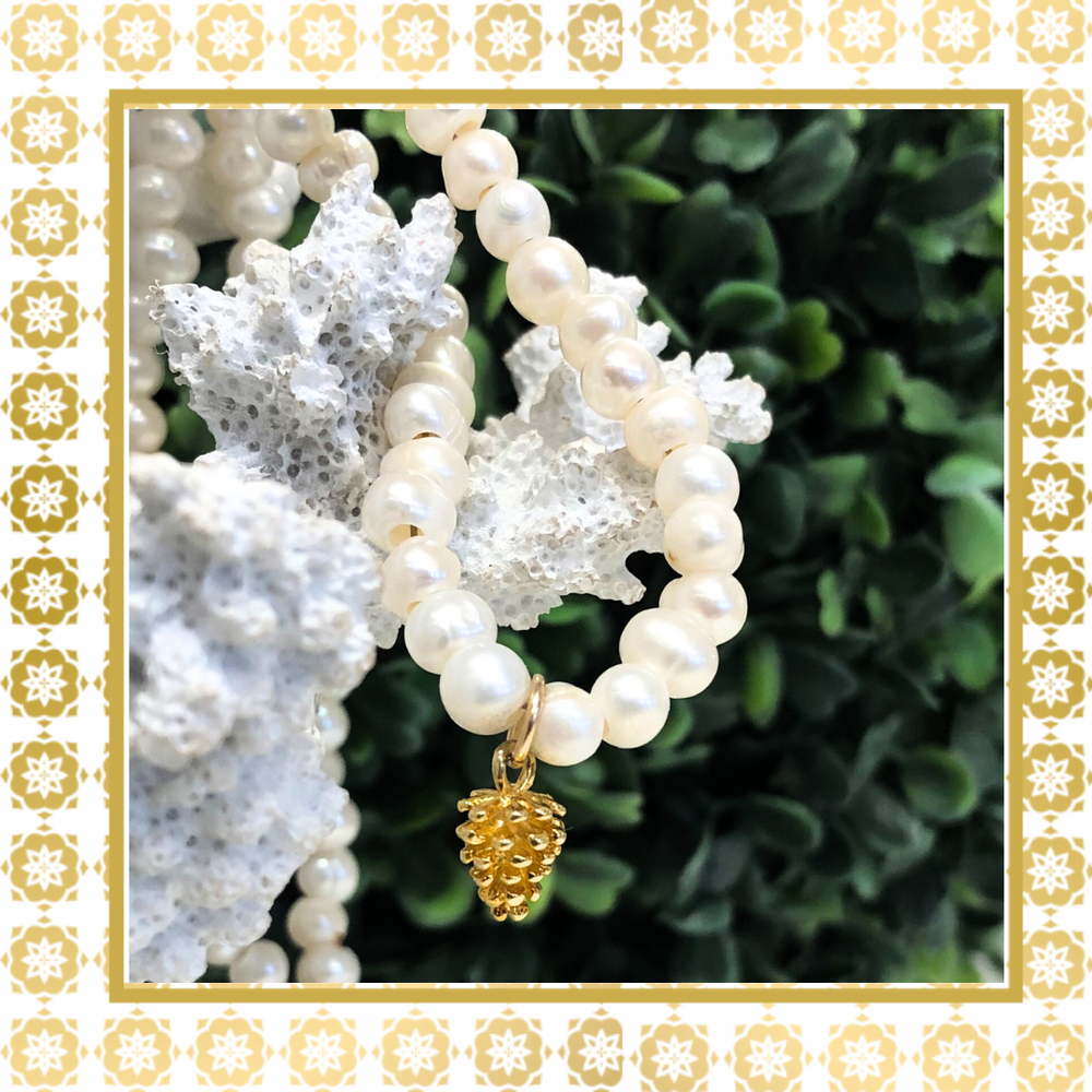 The Golden Pinecone Pearl Necklace