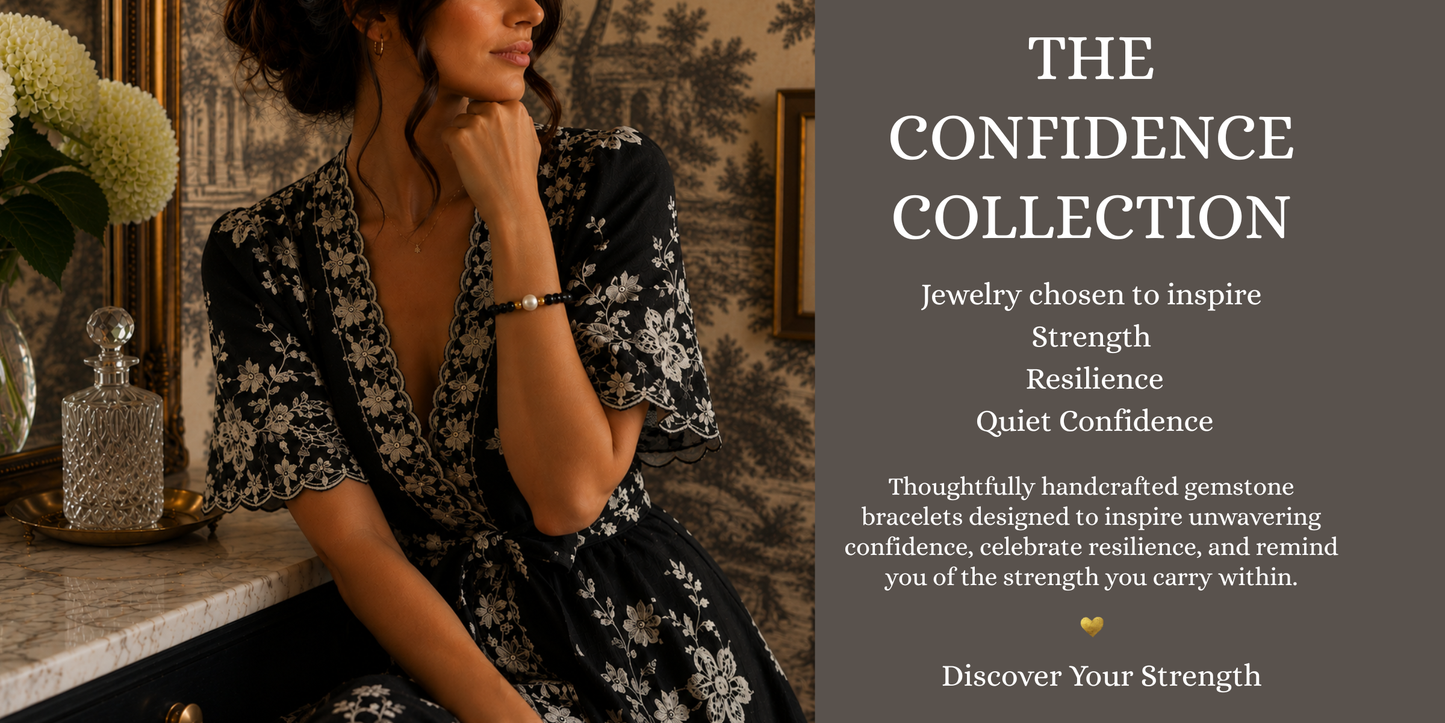 Teramasu Confidence Collection woman wearing gratitude bracelet