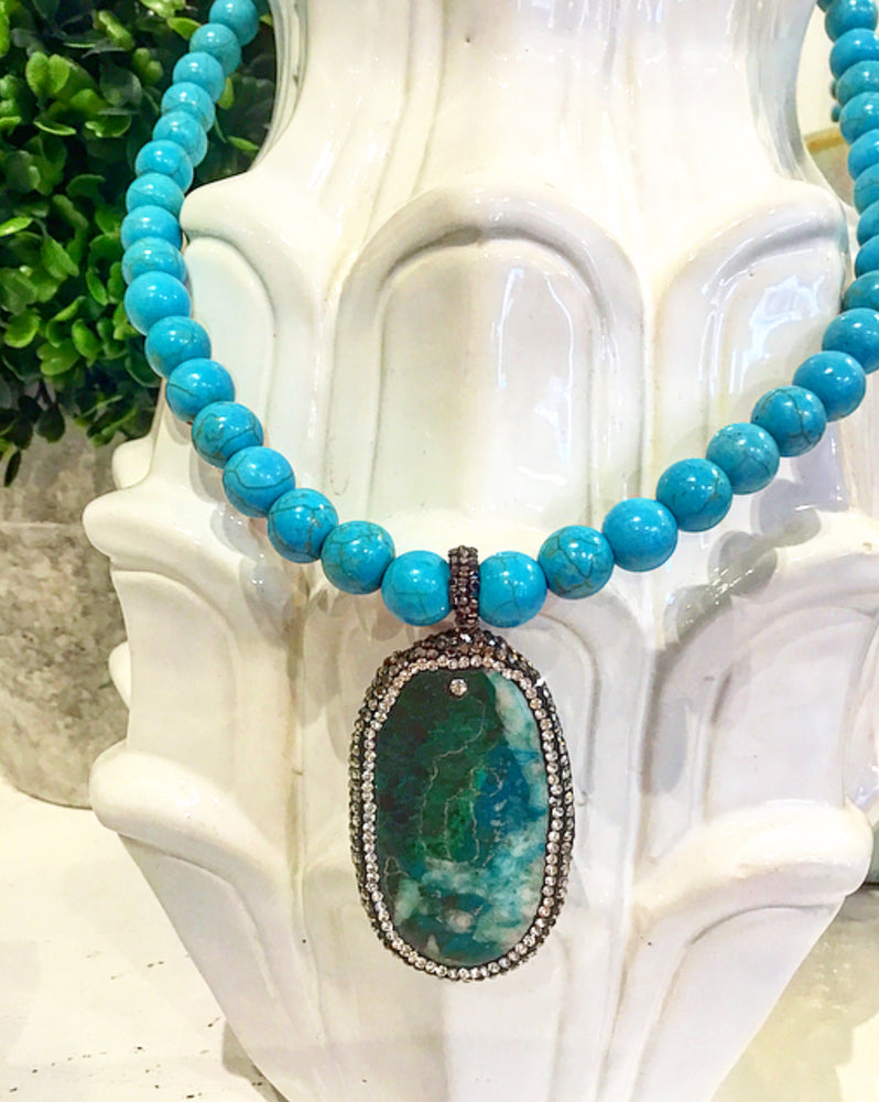 "Want-It" Wednesday:Gorgeous, Handmade Designer Teramasu Turquoise and One of a Kind Green-Blue Agate Pendant Necklace