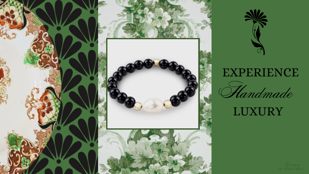 Teramasu Luxury Baroque Pearl & Black Onyx Gratitude Bracelet – Handmade in Pinehurst, NC