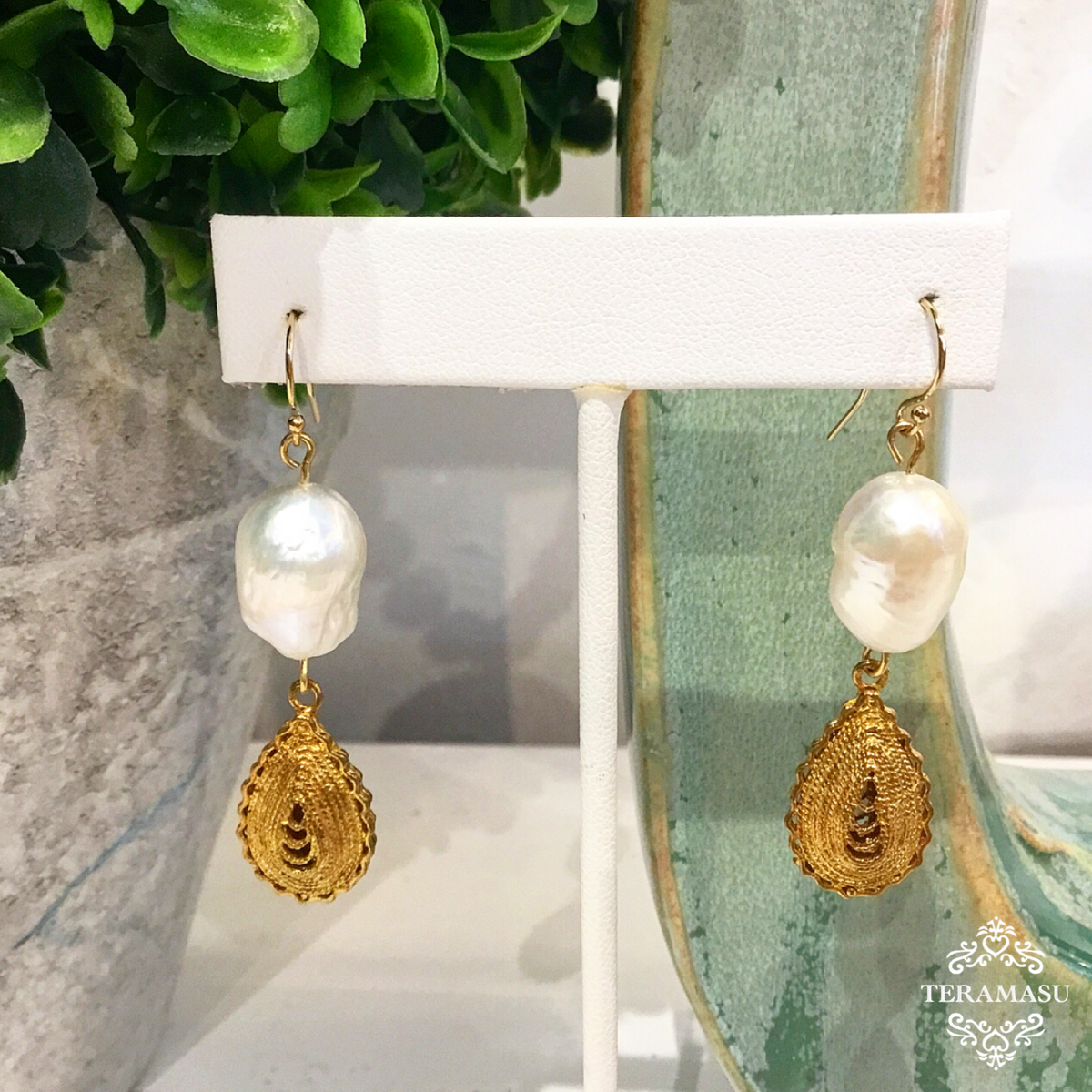 Chic Peek: Gorgeous & New Teramasu Baroque Pearl and Gold Teardrop Earrings
