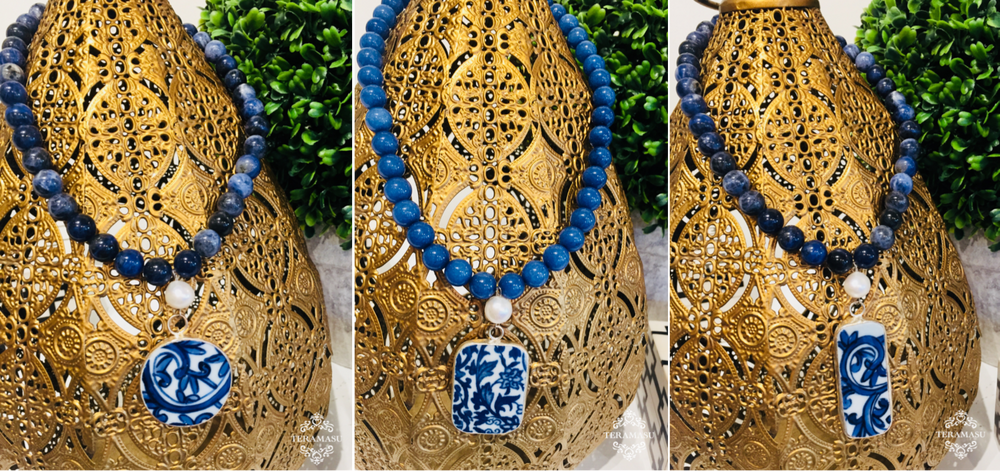 Monday Must-Haves: Gorgeous & New Classic Blue and White Statement Necklaces from Teramasu
