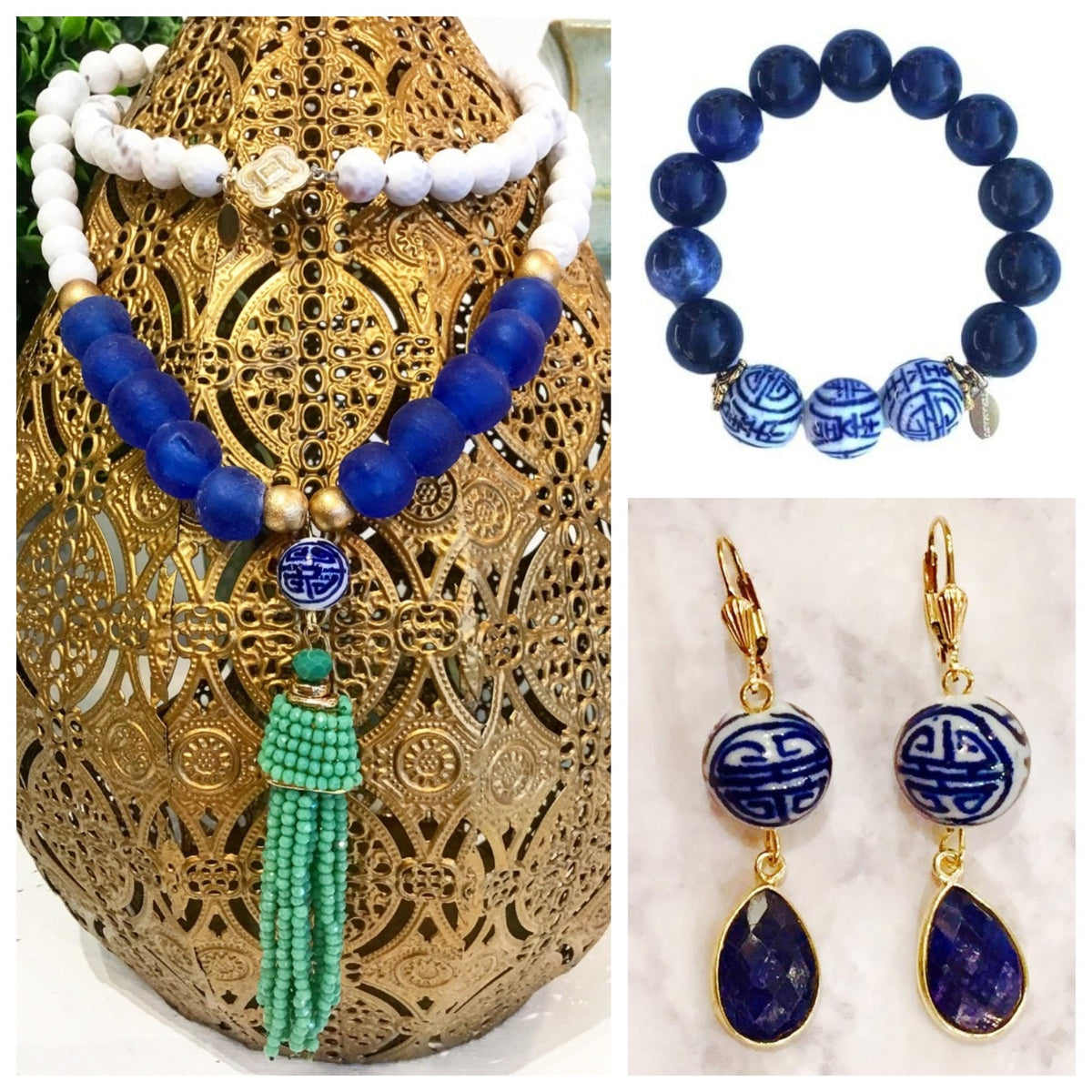 Chic Peek: The Perfect Blue & White Jewelry Combination from Teramasu