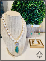 Trendy Thursday: The Teramasu Pearl with White Druzy & Agate Stone Pendant Necklace