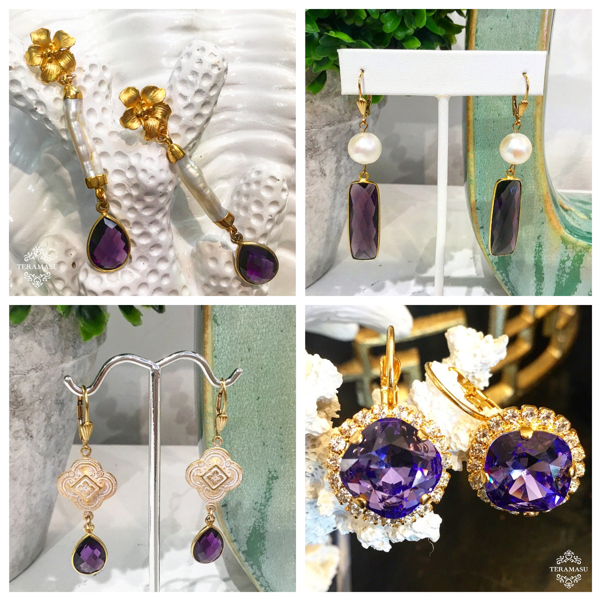 Monday Must-Haves: Gorgeous, Handmade Designer Purple Statement Earrings for Your One-of-a-Kind Style from Teramasu