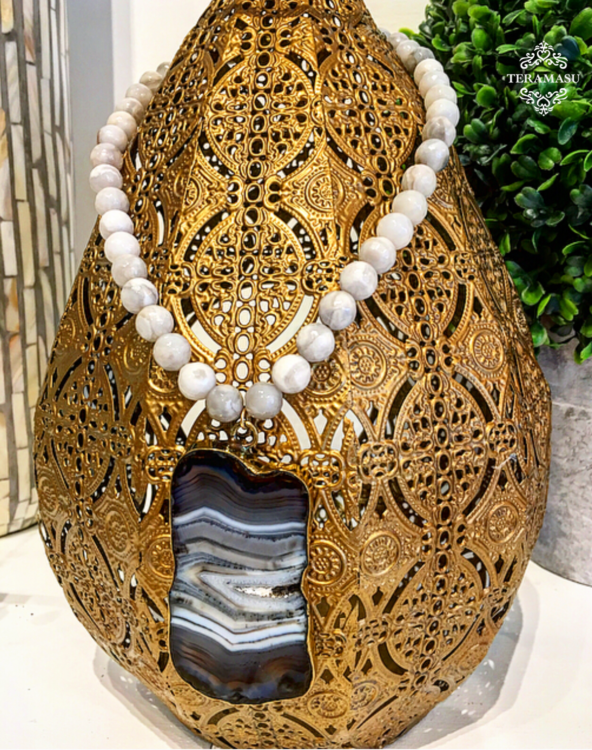 Living Ladylike: Gorgeous & New Teramasu Moonstone and One of a Kind Stone Pendant Necklace