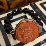 "Want It" Wednesday: Gorgeous & New, Handmade Designer Teramasu Black Onyx Bracelet with One-of-a-Kind Carved Ojime Bead Mermaid Box-Clasp