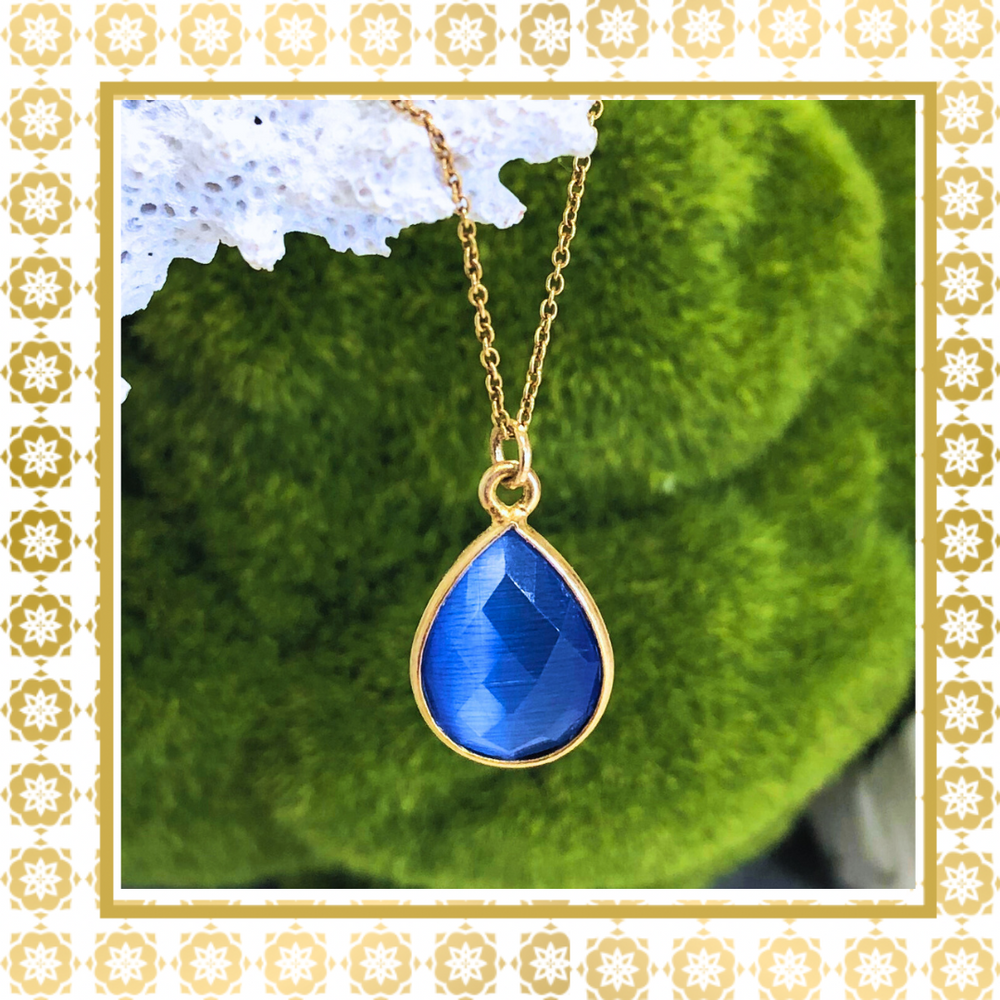 Teramasu 14K Gold Filled Aqua Blue Crystal Drop Necklace.