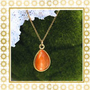 Teramasu 14K Gold Filled Orange Crystal Drop Necklace.
