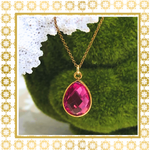 Teramasu 14K Gold Filled Fuchsia Crystal Drop Necklace.