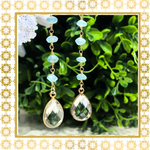 Teramasu Blue Agate Clear Crystal Tear Drop Long Dangle Earring