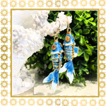 Handmade Koi Fish Blue Dangle Earrings