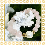Luxury Baroque Pearl Gratitude Bracelet 14K Gold Filled in Rose Quartz Healing Love Friendship
