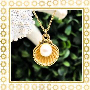 Teramasu Gold Seashell Fresh Water Pearl Pendant 14K Gold Filled Necklace