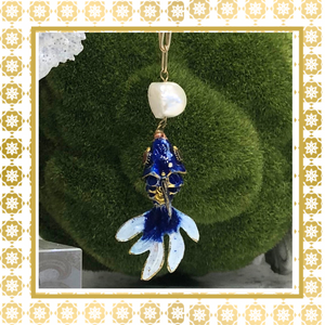 Teramasu Handmade Blue Koi Fish Baroque Pearl Necklace