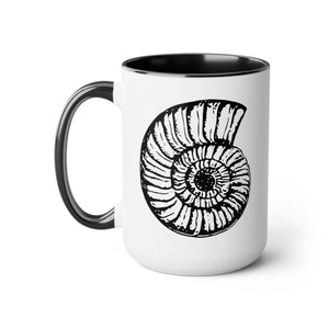 Sea Shell Coastal Design Two-Tone Coffee Mug, 15oz