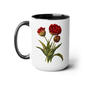 Vintage Floral Designer Two-Tone Coffee Mug, 15oz