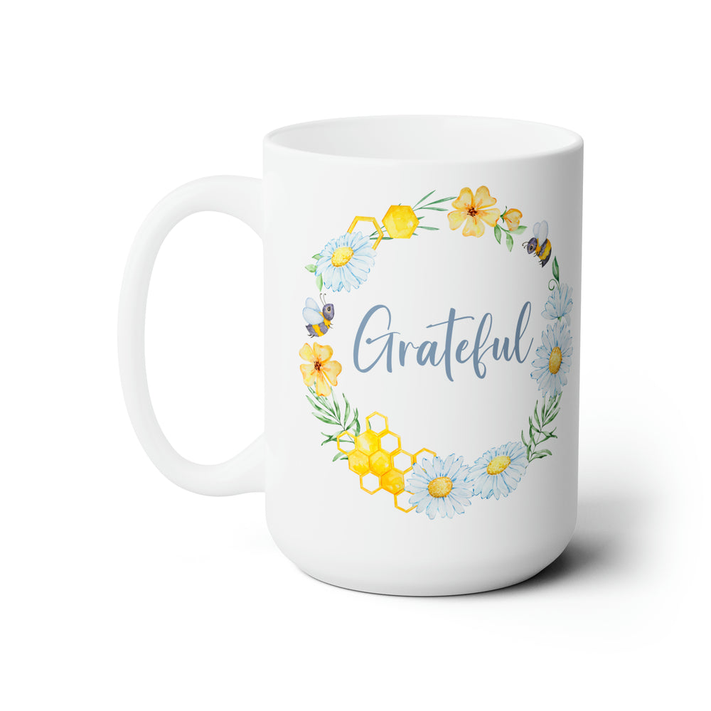 Floral Grateful Designer Coffee Mug 15 oz