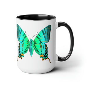 Beautiful Butterfly  Designer Two-Tone Coffee Mug, 15oz