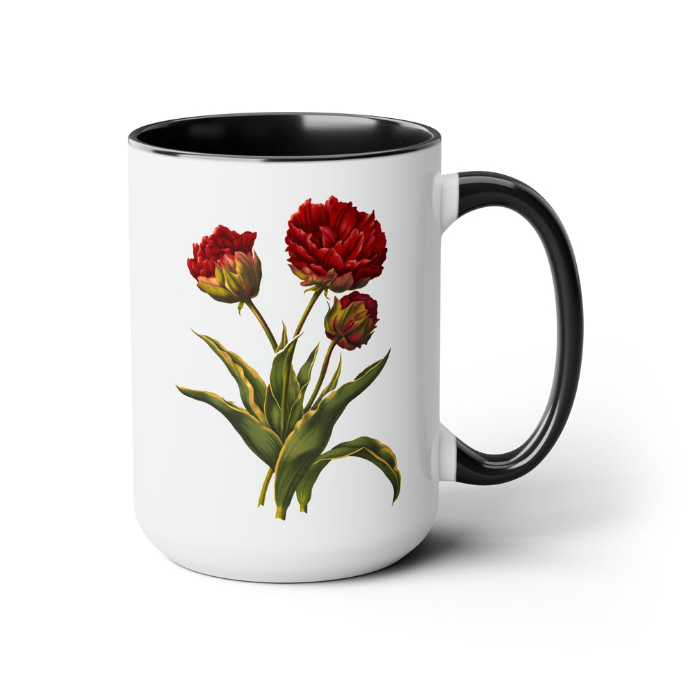 Vintage Floral Designer Two-Tone Coffee Mug, 15oz