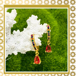 Teramasu CZ Crystal Multi Color Red Hoop Gold Plated Dainty Drop Earrings