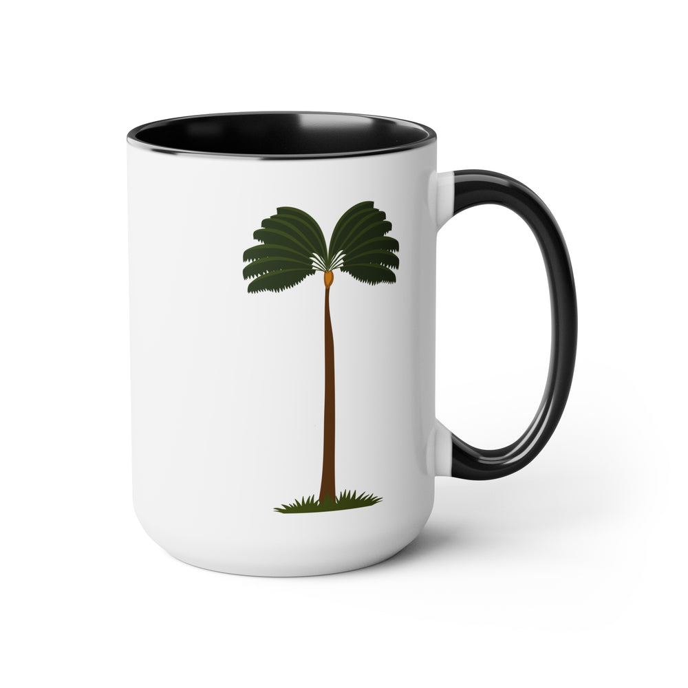 Palm Tree Coconut Designer Two-Tone Coffee Mug, 15oz