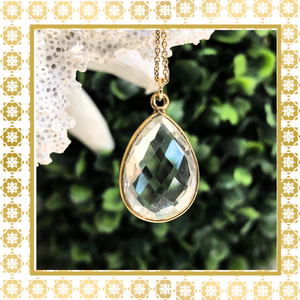 Teramasu 14K Gold Filled Clear Crystal Drop Necklace.