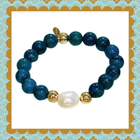 Luxury Baroque Pearl Chrysocolla Gratitude Bracelet