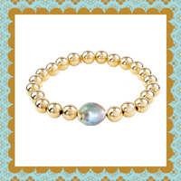 The Luxury Gratitude Bracelet in 14K Gold Filled With A Grey Pearl