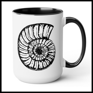 Sea Shell Coastal Design Two-Tone Coffee Mug, 15oz