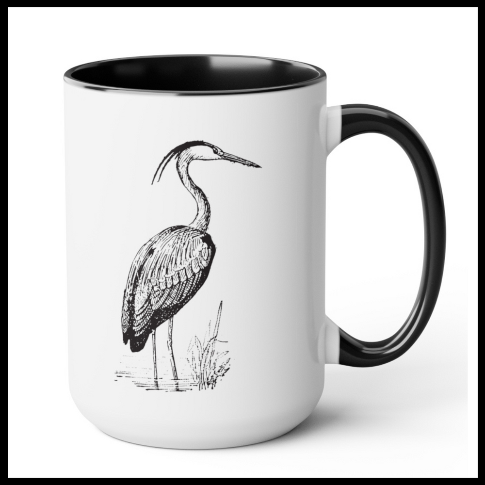Coastal Beach Shore Birds Design Two-Tone Coffee Mug, 15oz