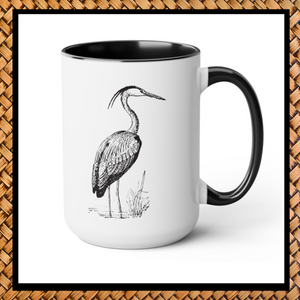 Coastal Beach Shore Birds Design Two-Tone Coffee Mug, 15oz