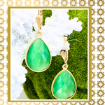 Teramasu Tear Drop Green Crystal 14K Gold Filled Drop Earrings