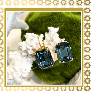 Teramasu Midnight Blue Crystal  Lever Back Gold Plated  Earrings