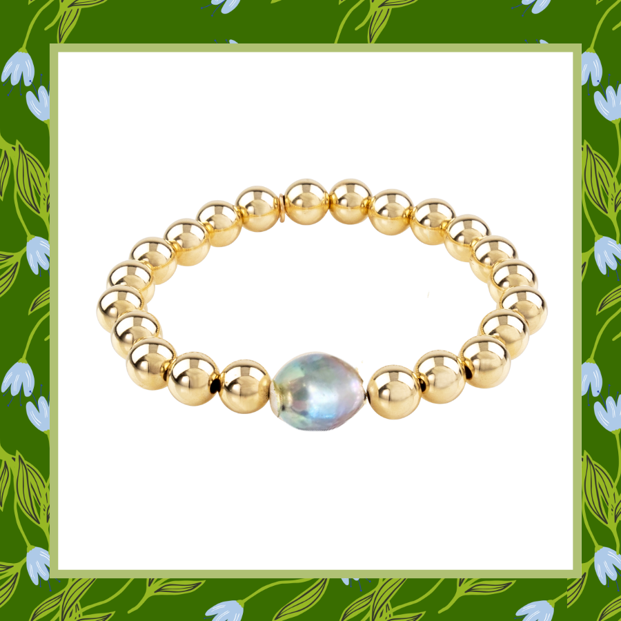 The Luxury Gratitude Bracelet in 14K Gold Filled With A Grey Pearl Bridal Jewelry Purity  Generosity  Loyalty