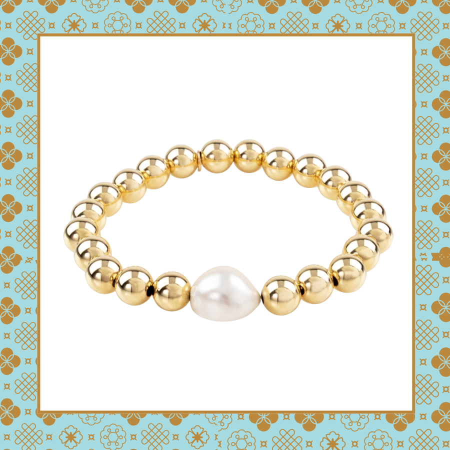 The Luxury Gratitude Bracelet in 14K Gold Filled With A Baroque Pearl Bridal Jewelry Purity  Generosity  Loyalty