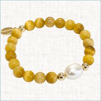 Luxury Baroque Pearl Yellow Agate Gratitude Bracelet 14K Gold Filled