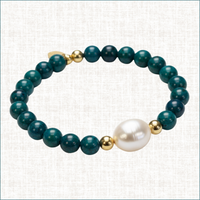 Luxury Baroque Pearl Chrysocolla Gratitude Bracelet - Luxury Handmade Jewelry in Pinehurst, NC