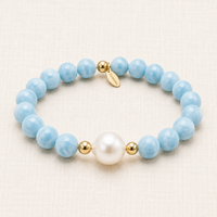 Larimar Baroque Pearl Gratitude Bracelet