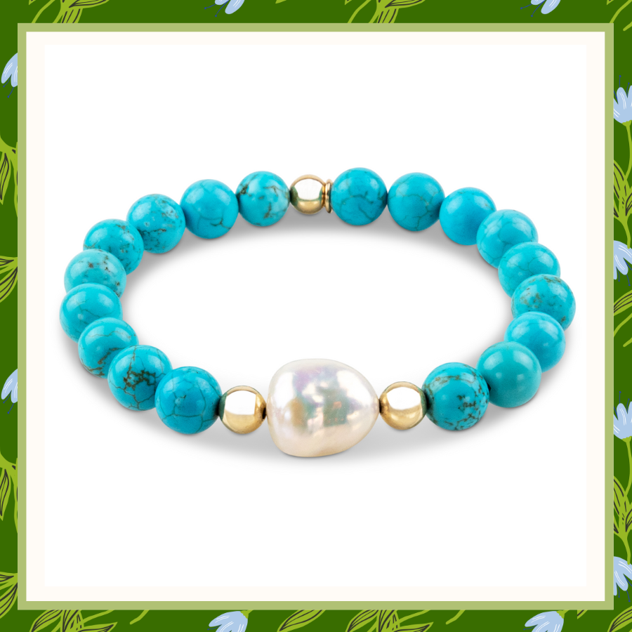 Luxury Baroque Pearl Turquoise Gratitude Bracelet 14K Gold Filled