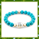 Luxury Baroque Pearl Turquoise Gratitude Bracelet 14K Gold Filled