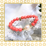 Luxury Baroque Pearl Pink Coral Gratitude Bracelet 14K Gold Filled