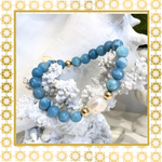 Luxury Baroque Pearl Blue Larimar Gratitude Bracelet 14K Gold Filled in Sky Blue Larimar