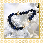 Luxury Baroque Pearl Navy Blue Agate Gratitude Bracelet 14K Gold Filled