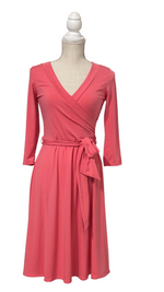 Soft Pink V-Neck Faux Wrap Dress