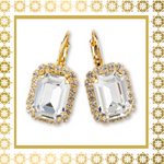 Teramasu Clear Crystal with CZ Crystals Lever Back Gold Plated Earrings