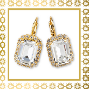 Teramasu Handmade Clear Crystal Gold Plated Lever Back Drop Earrings