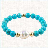 Luxury Baroque Pearl Turquoise Gratitude Bracelet - Luxury Handmade Jewelry in Pinehurst, NC