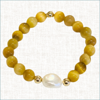 Luxury Baroque Pearl Yellow Agate Gratitude Bracelet 14K Gold Filled